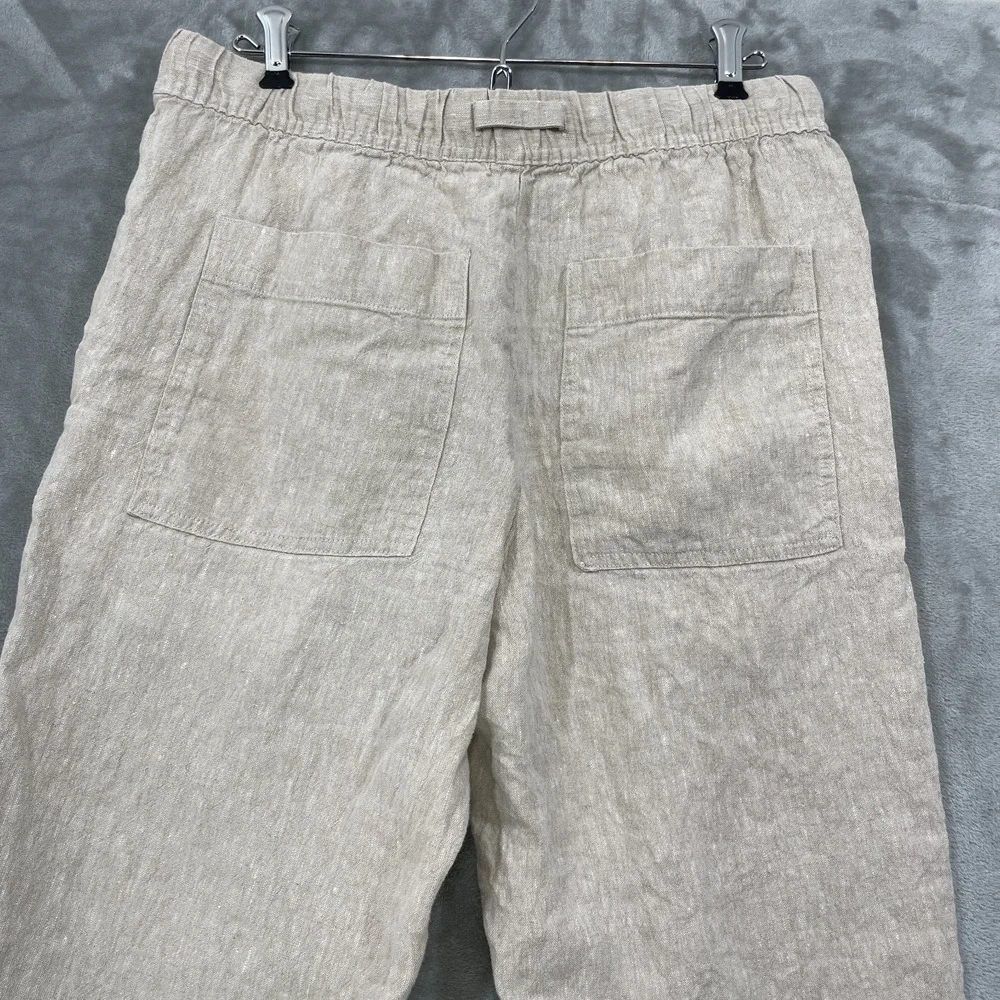 ZARA Women's 100%‎ Linen Pants Size M Beige Drawstring Relaxed Fit Beach Summer